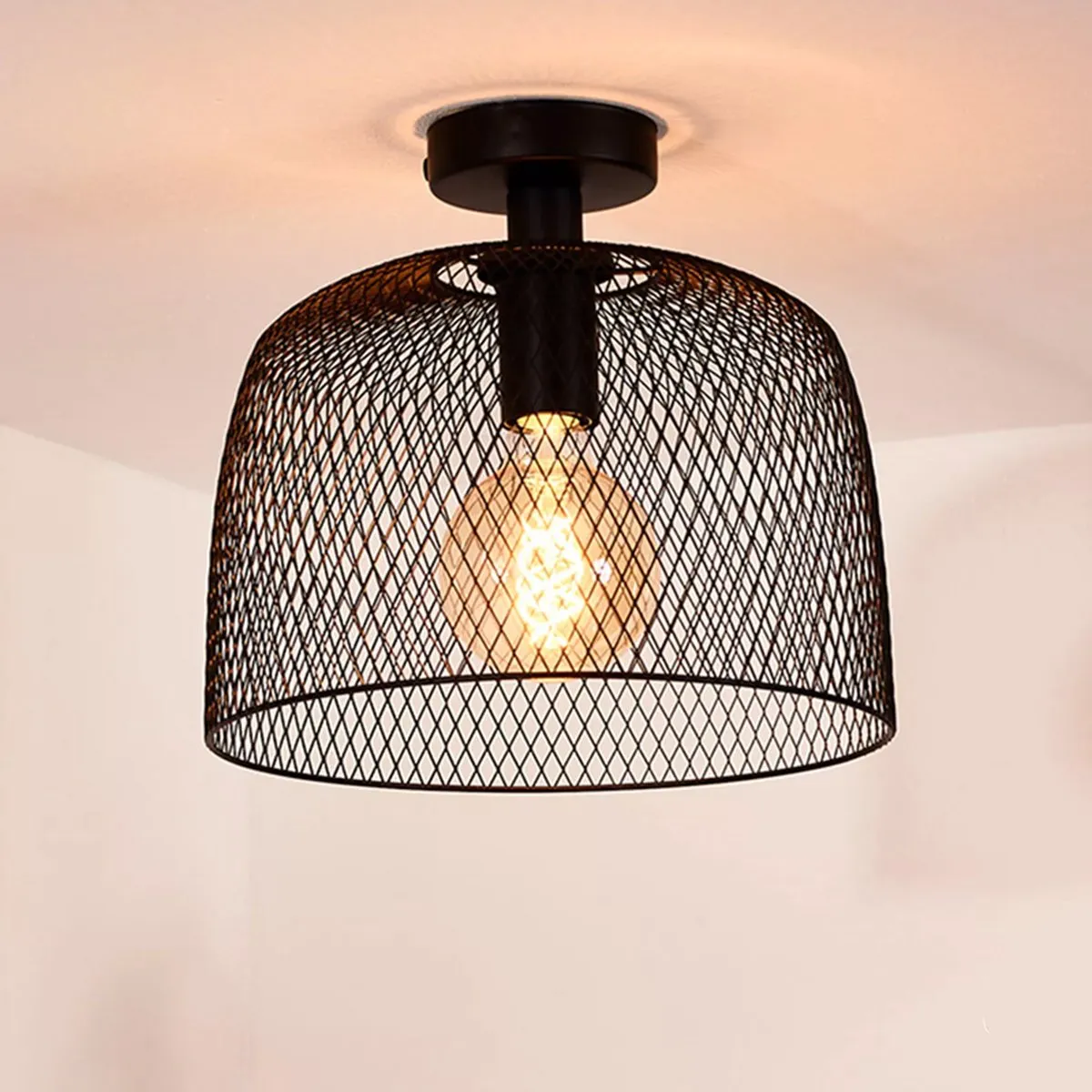 Lucide MESH Plafonnière Ø29,5cm - 1xE27 - Zwart