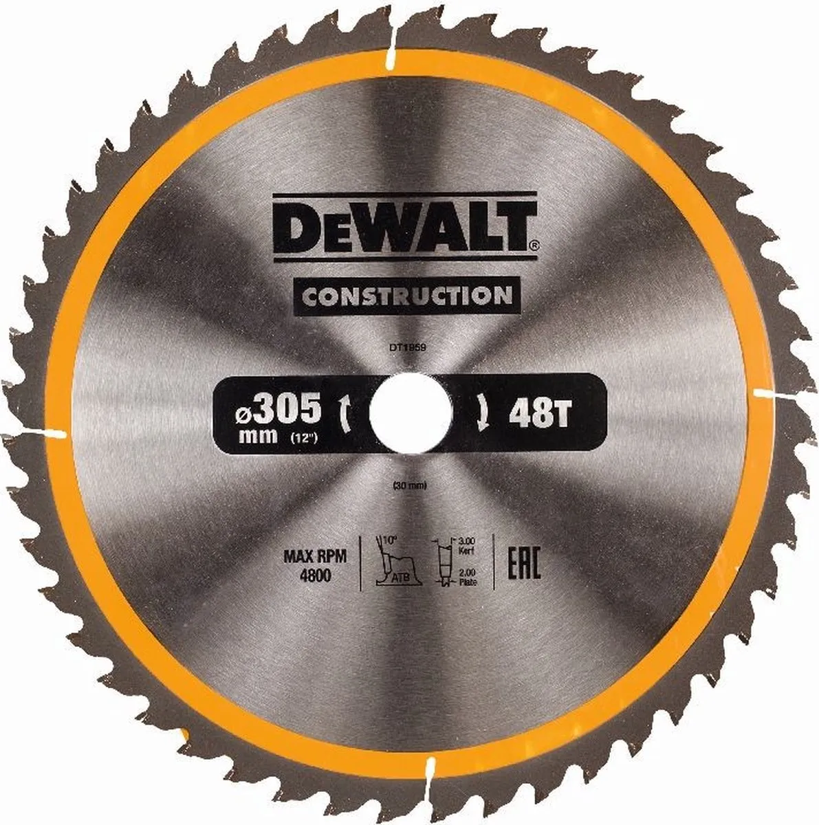 DeWalt DT1959-QZ Cirkelzaagblad Hout 305mm 48T