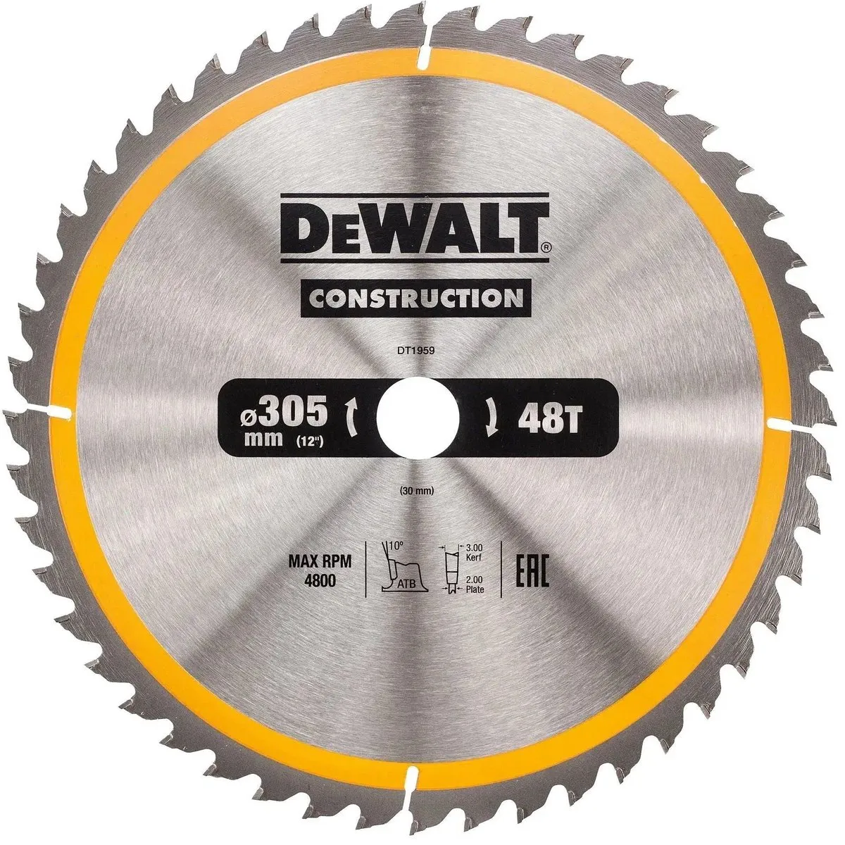 DeWalt DT1959-QZ Cirkelzaagblad Hout 305mm 48T