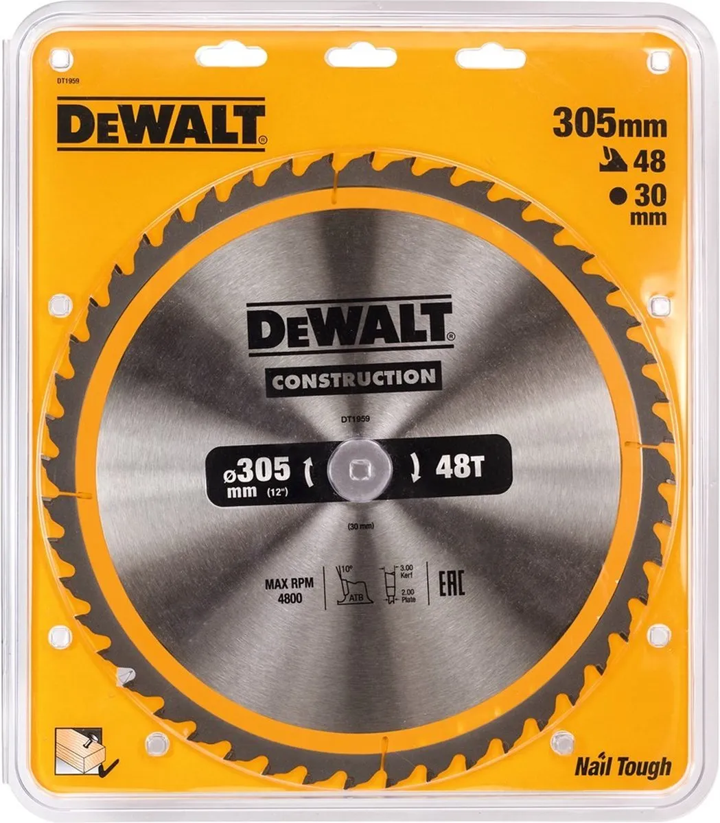 DeWalt DT1959-QZ Cirkelzaagblad Hout 305mm 48T