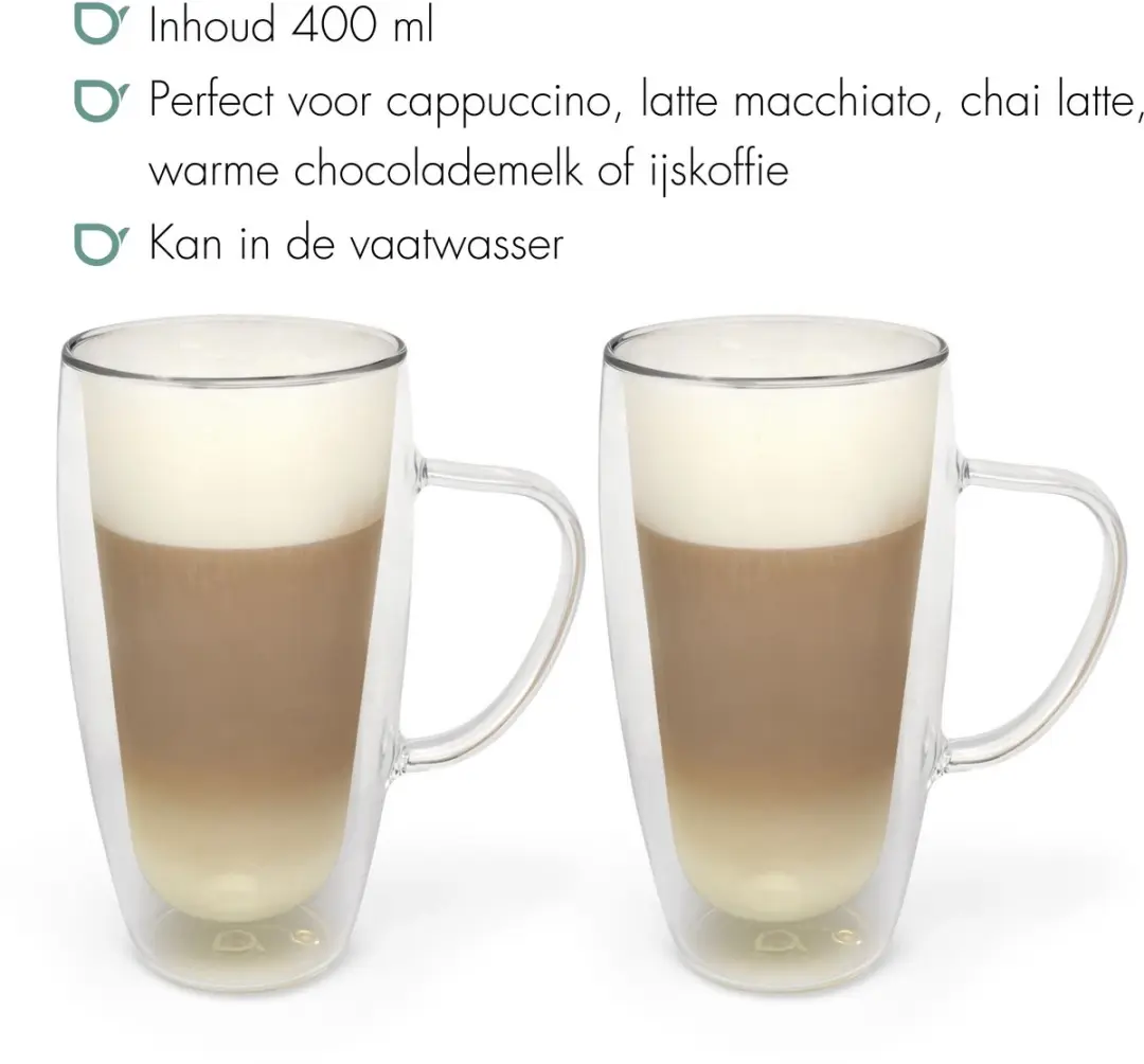 Bredemeijer 165015 Dubbelwandige Cappuccino/Latte Macchiato Glazen - 2 Stuks