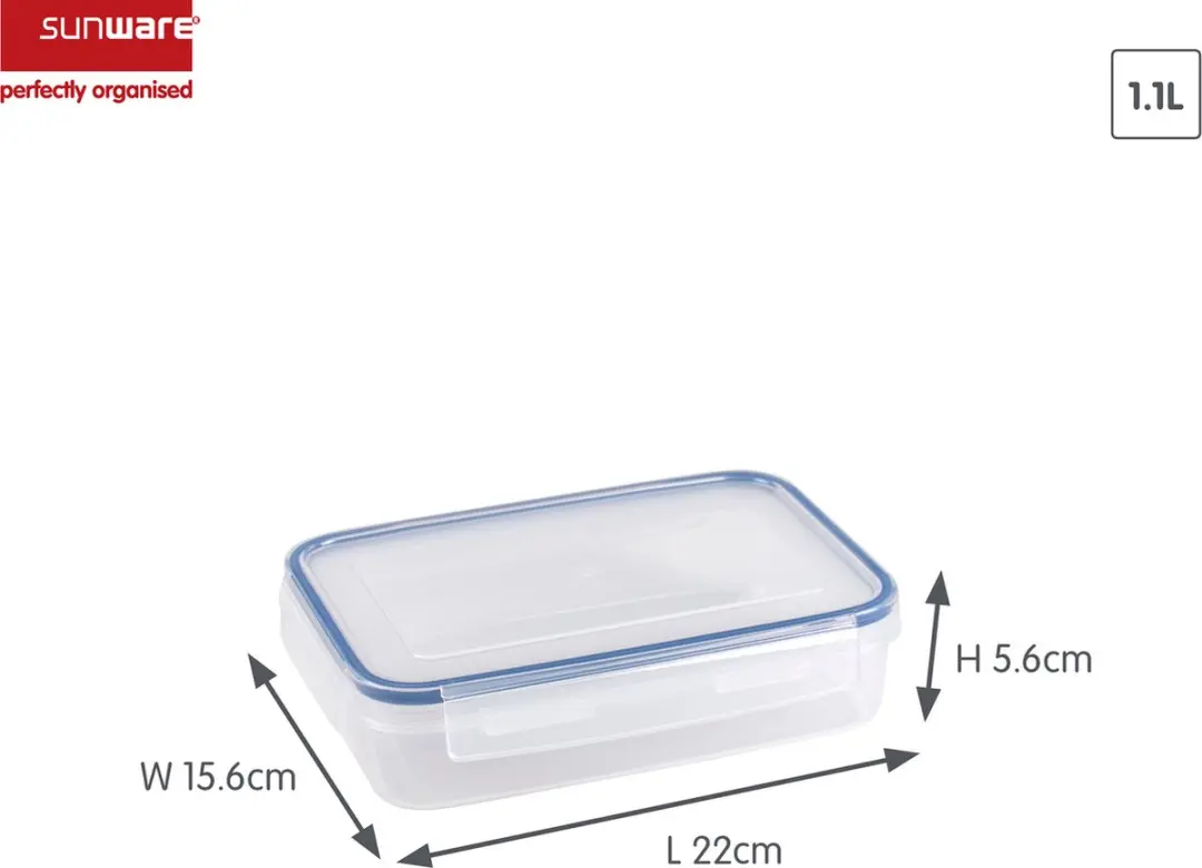 Sunware Vershoudbakjes 1.1L - Set van 4 - 22x15.6x5.6cm