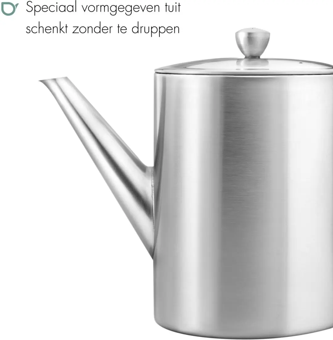 Bredemeijer Minuet Cylindre Theepot 1,2L - Dubbelwandig - Zilver Mat