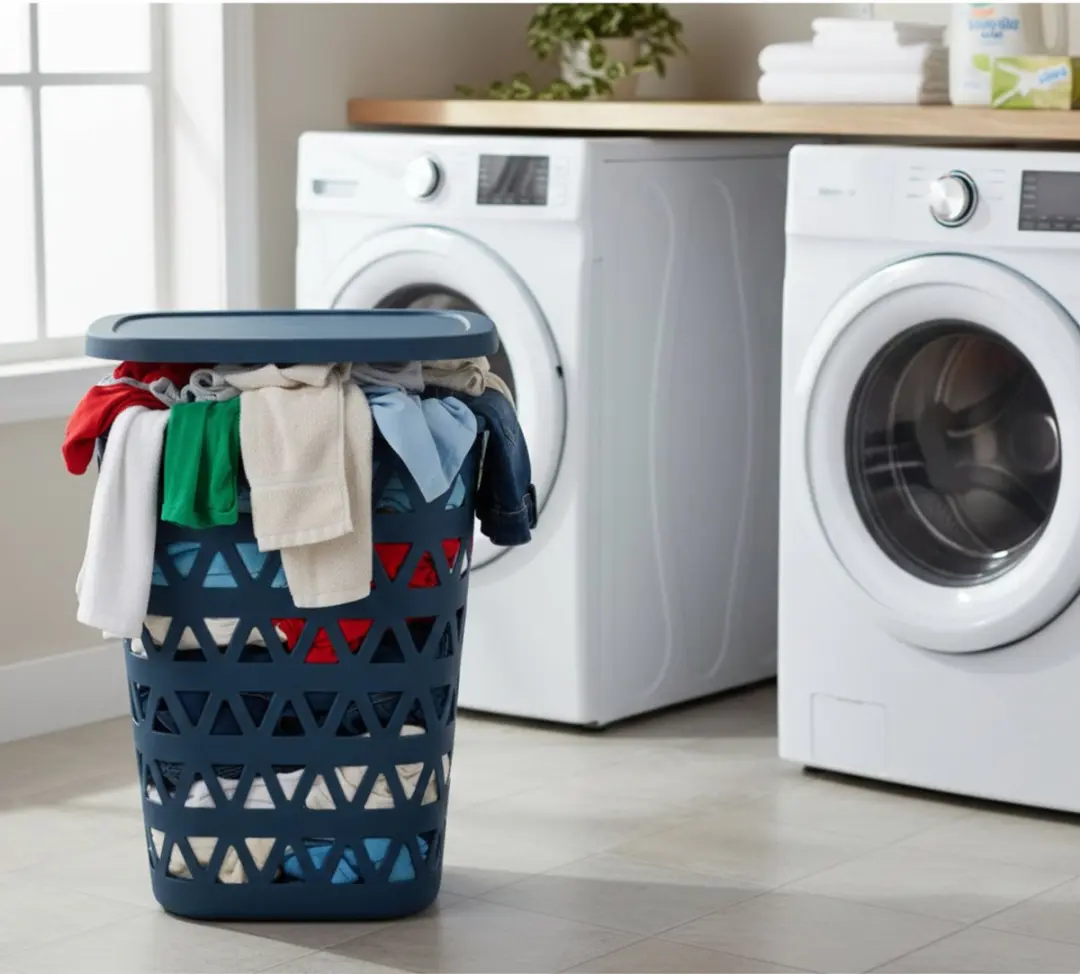 Curver Wasmand met deksel 55L - Blauw