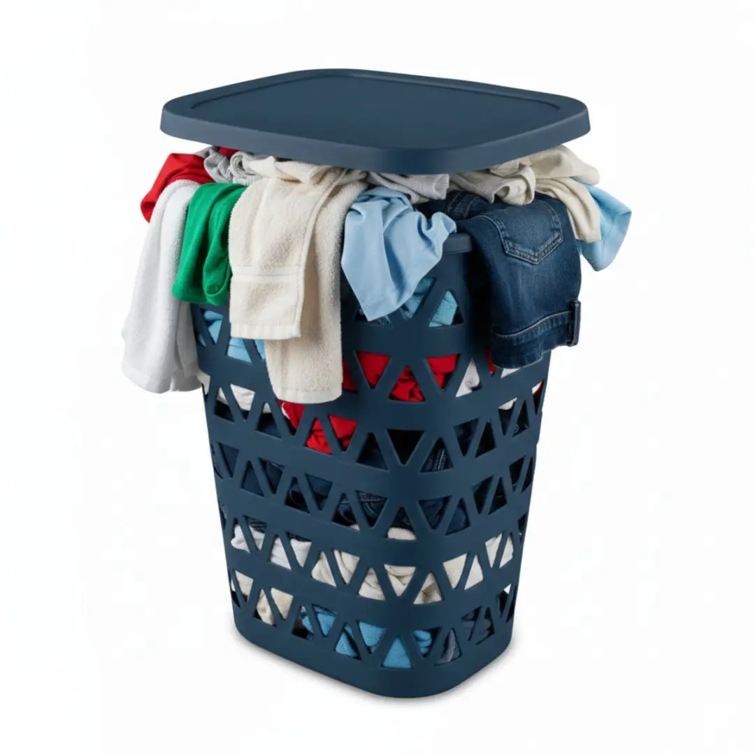 Curver Wasmand met deksel 55L - Blauw