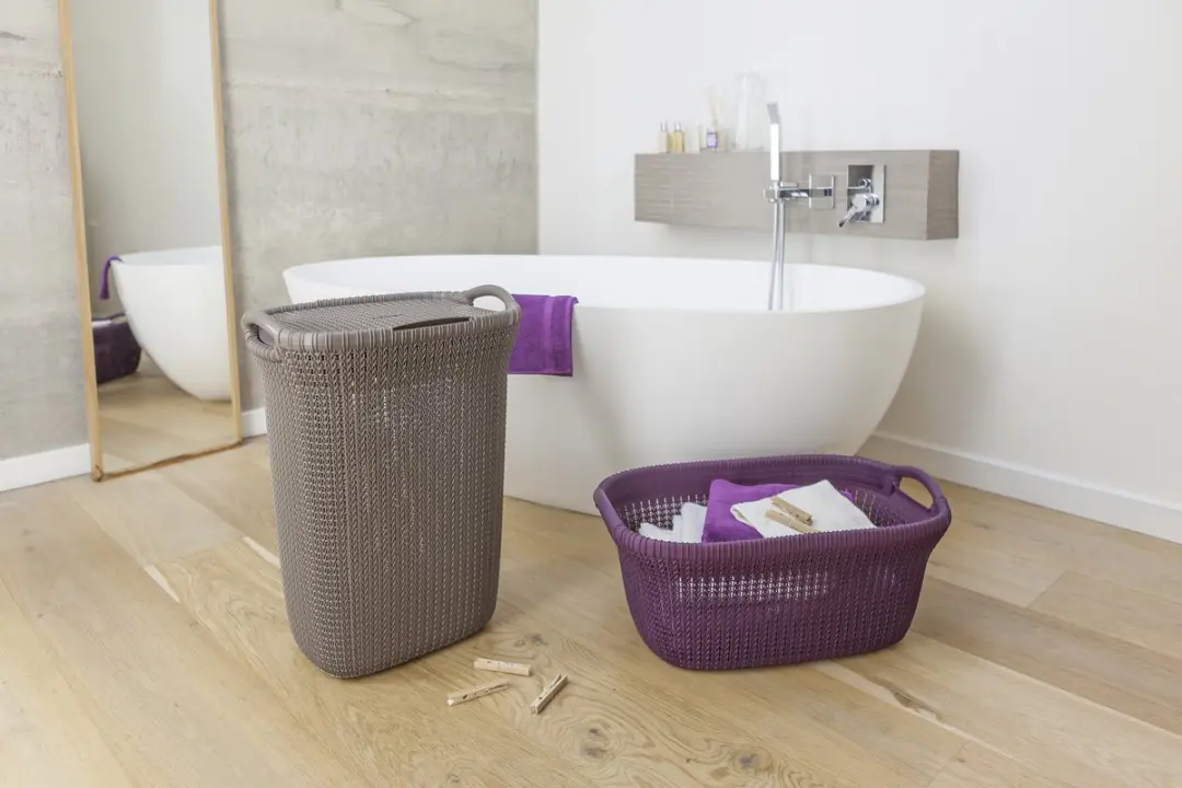 Curver Knit Wasmand met deksel 57L - Bruin