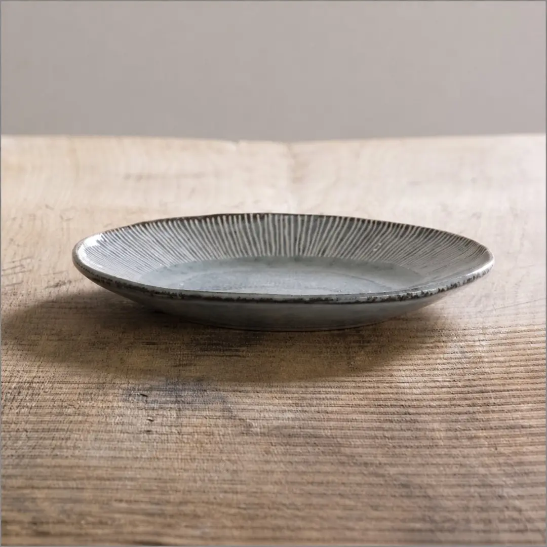 Dutch Rose Organic Bord 21,5cm Blauw - Stoneware Handgemaakt