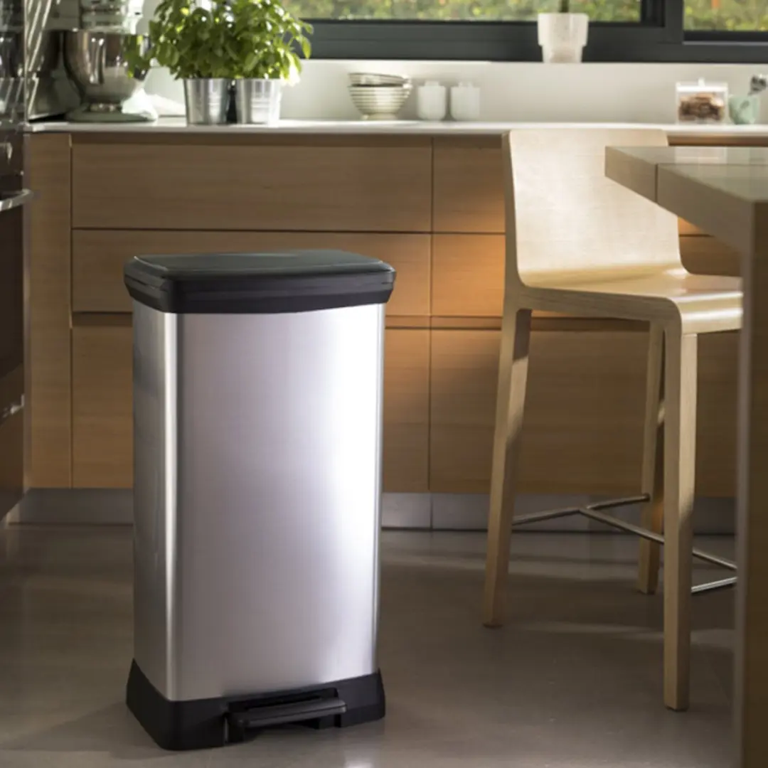 Curver Decobin Prullenbak 50L - 39x29x72cm Zilver Metallic