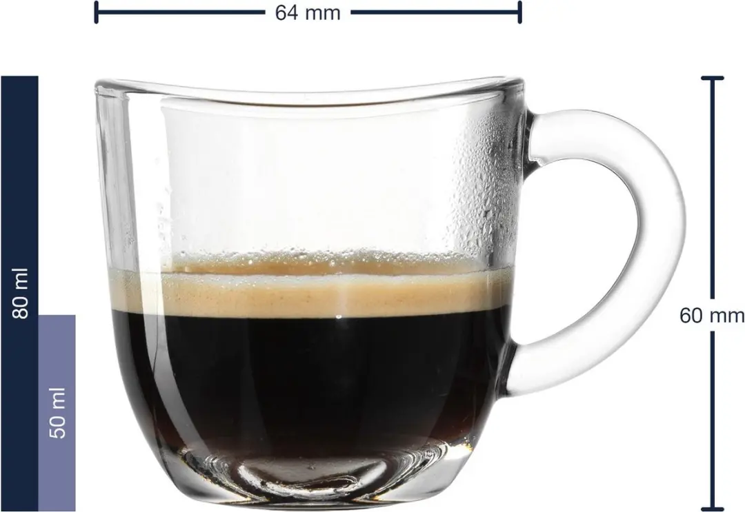 Leonardo Napoli Espressoglas - 6 Stuks - 0.08L - Transparant
