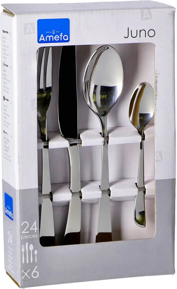 Amefa Juno 142000B310C40 Bestekset 24-delig - 6 Personen - Zilver - afbeelding 6 van 6