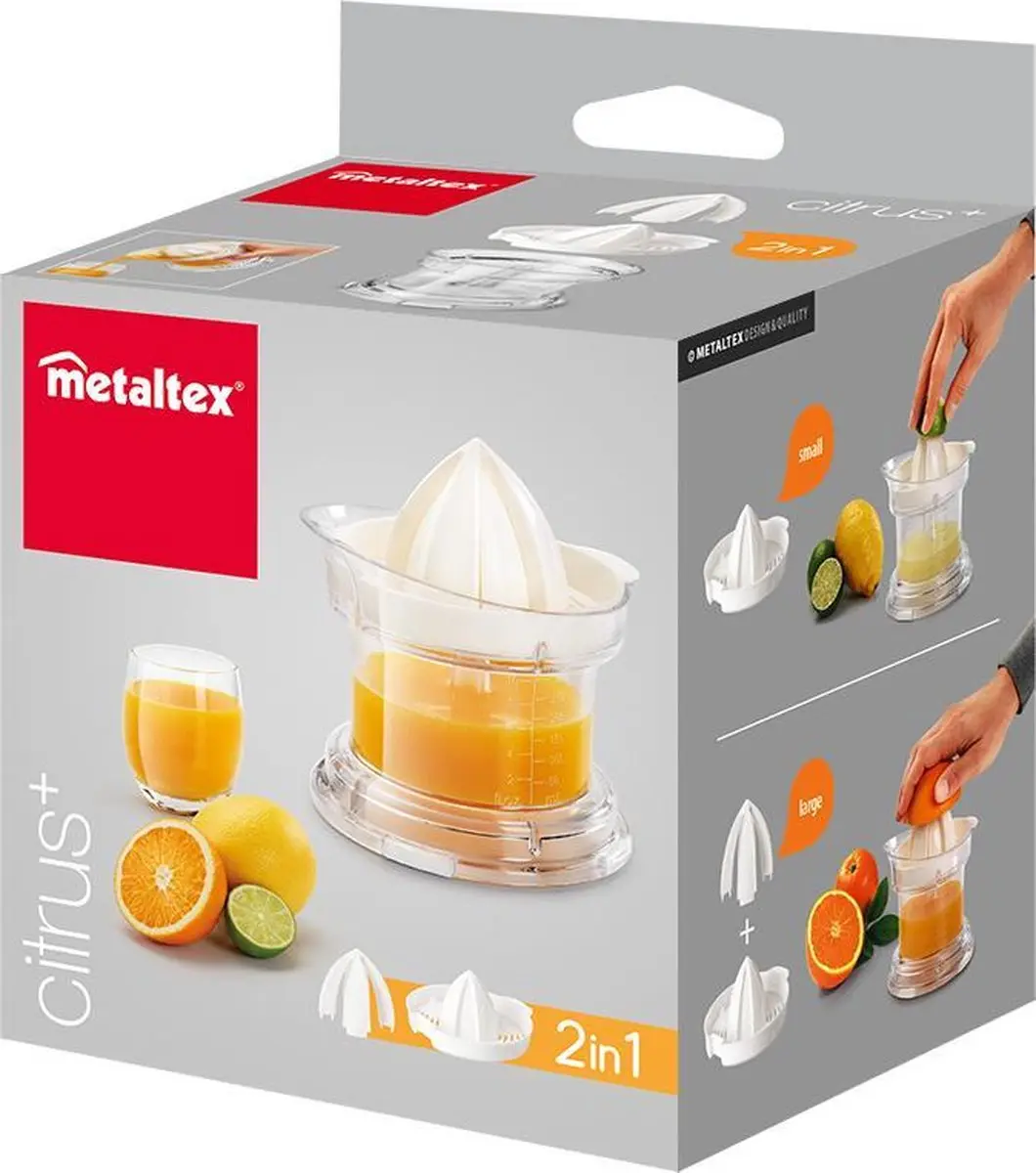Metaltex Citrus 2+1 Citruspers 252005 - Wit/Transparant - afbeelding 6 van 6