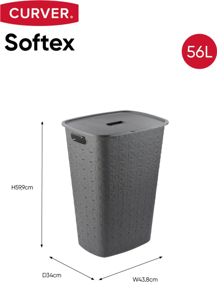 Curver Softex Wasmanden Set 101L - Antraciet - 2x56L/45L