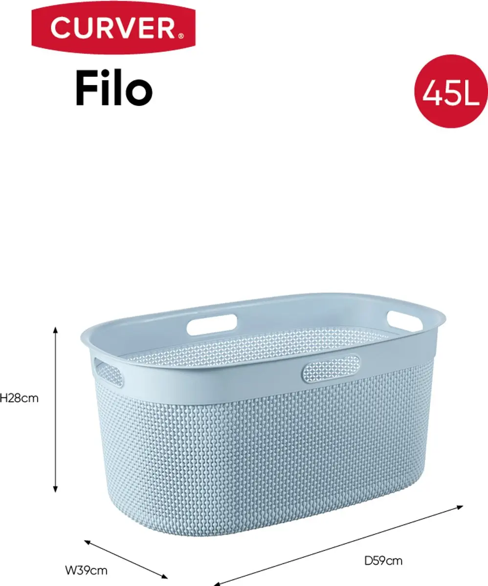 Curver Filo Wasmand 45L - 2 Vakken - Stone Blue