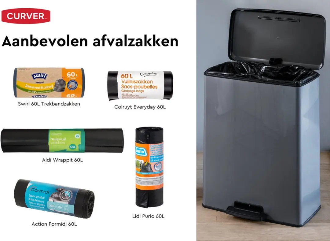 Curver Decobin Prullenbak 65L - Grijs