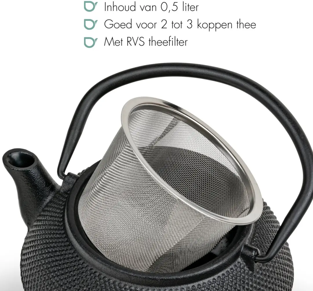 Bredemeijer Theepot Jang Gietijzer 0,5L - Zwart