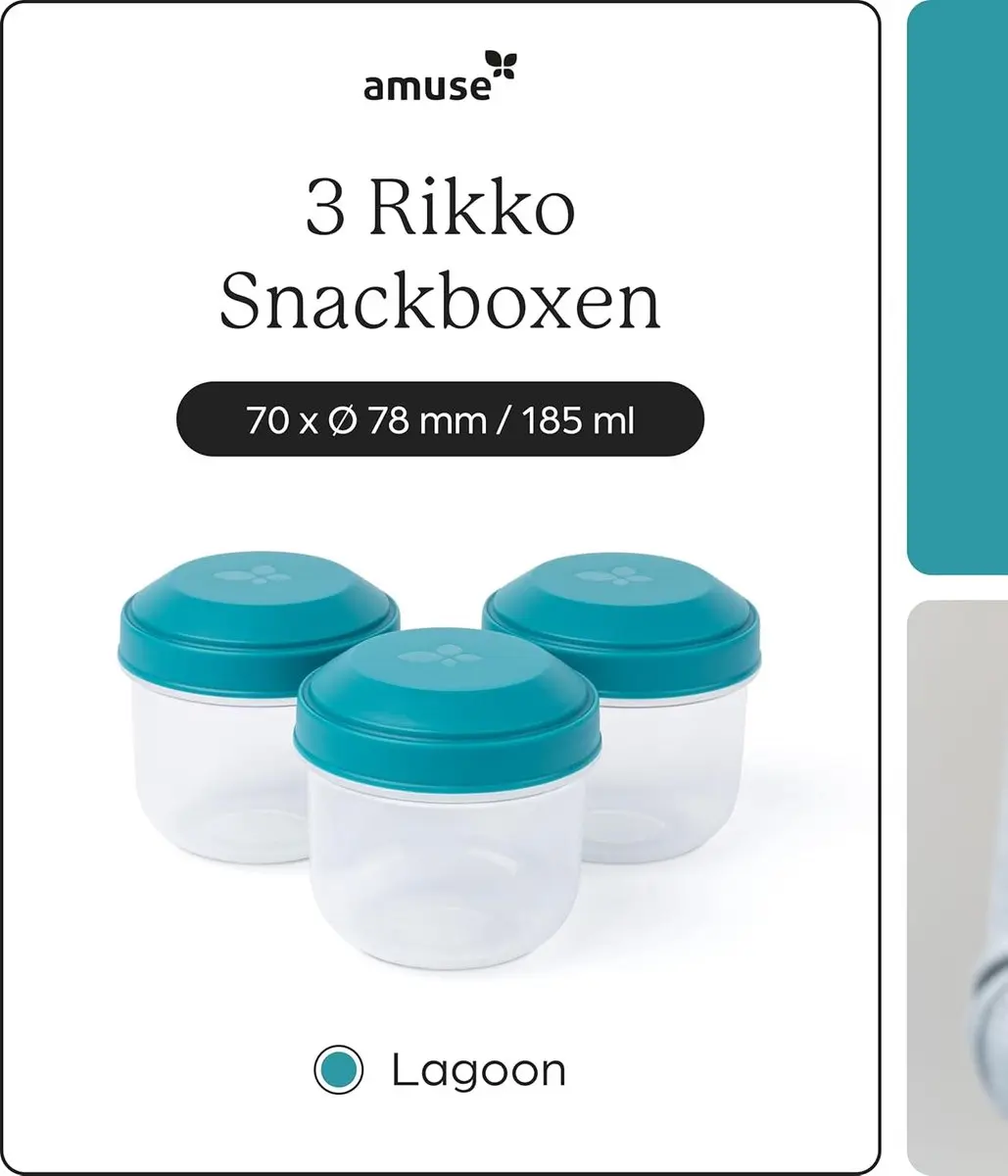 Amuse Rikko Lagoon Snackbox Set - 3x Groene Snackdoosjes 185ml