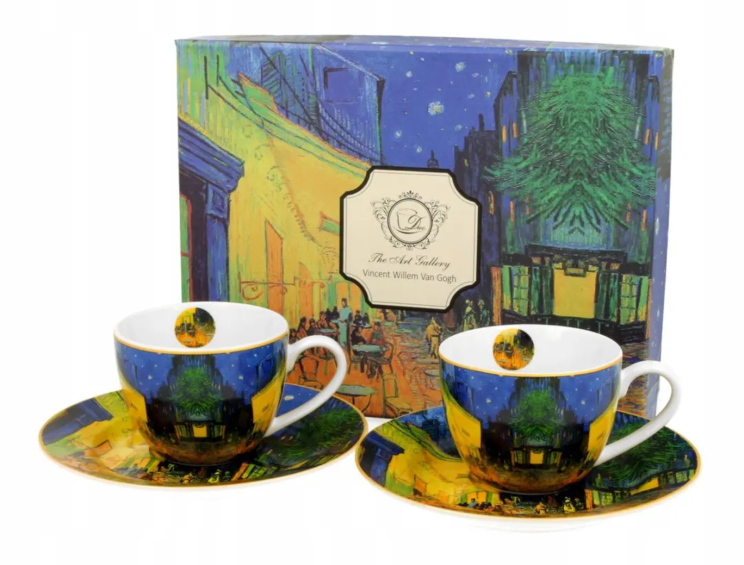 Van Gogh Espresso Kopjes met Schotels Terras 's Nachts
