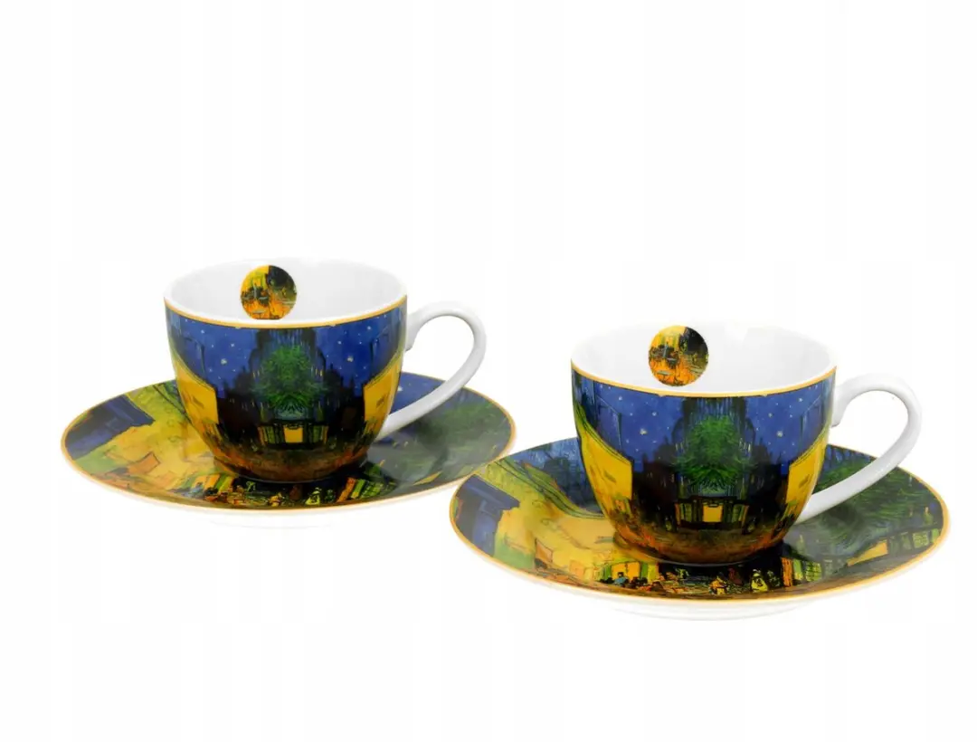 Van Gogh Espresso Kopjes met Schotels Terras 's Nachts - 2 Stuks