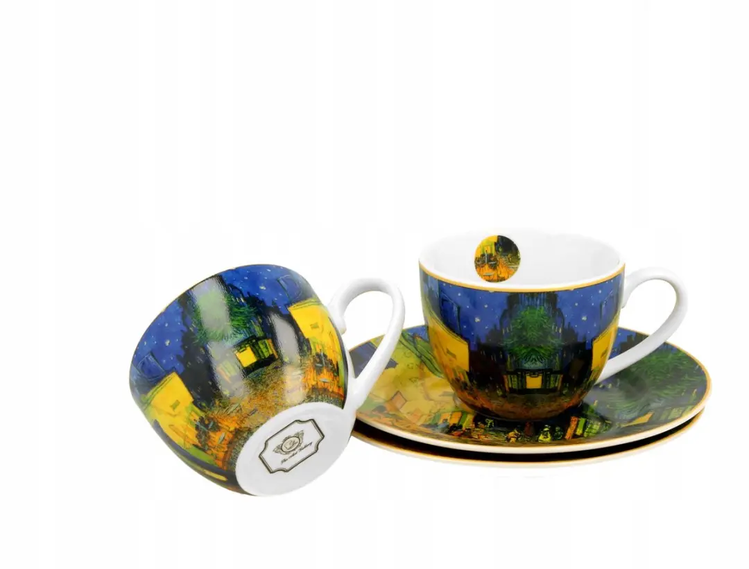 Van Gogh Espresso Kopjes met Schotels Terras 's Nachts - 2 Stuks