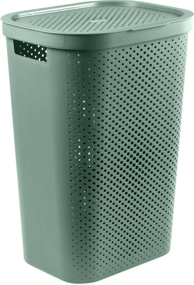 Curver Infinity Recycled Wasmand met deksel 60L - 2 Stuks - Antraciet & Groen - afbeelding 6 van 6
