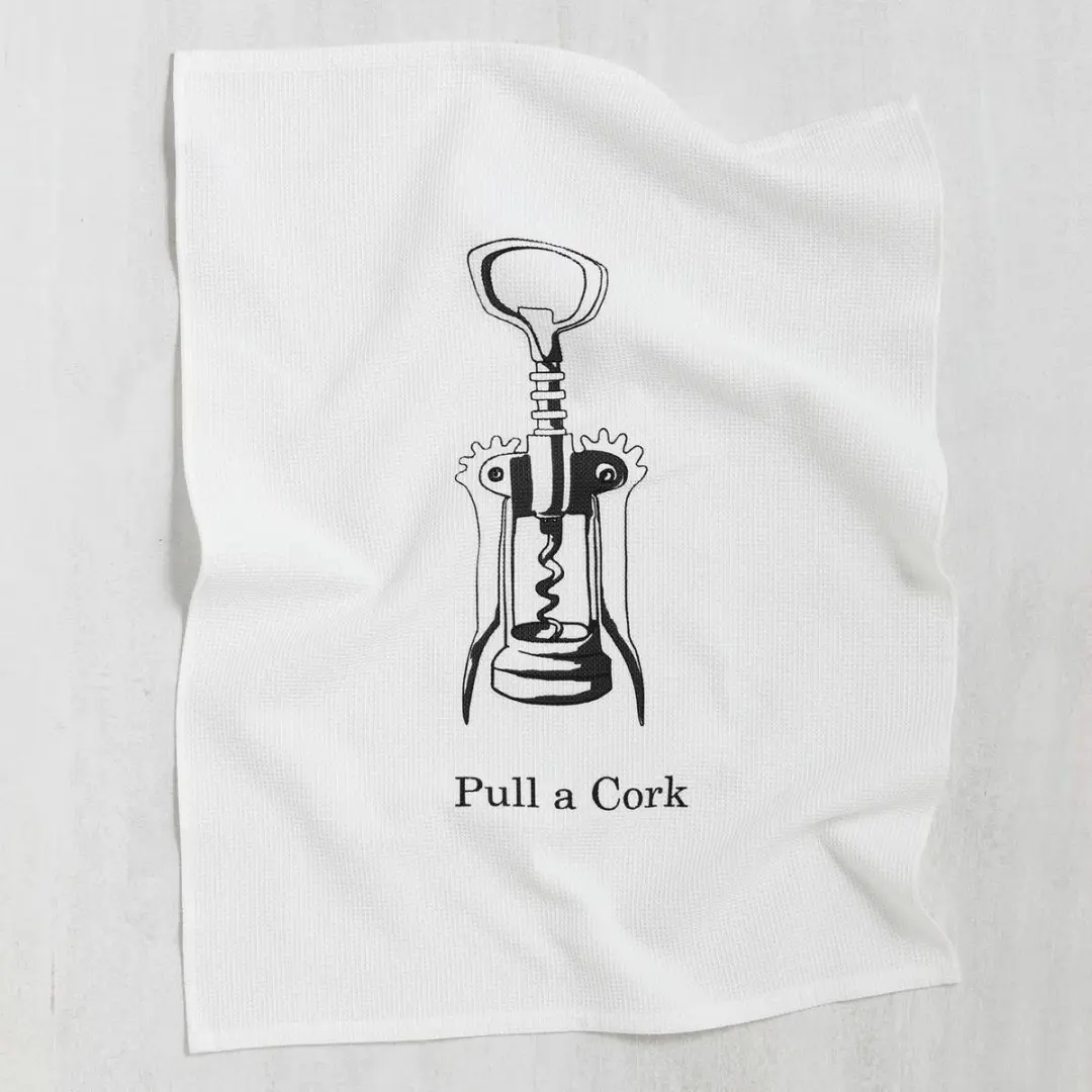DDDDD Pull a Cork Theedoekenset - 6 Stuks Wit