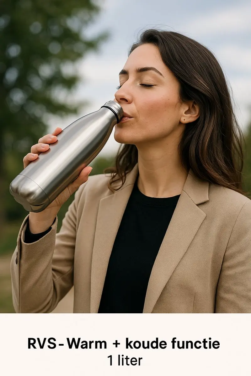 Gusta XXL RVS Isoleerfles 1L - 12u Warm / 24u Koud - Zilver