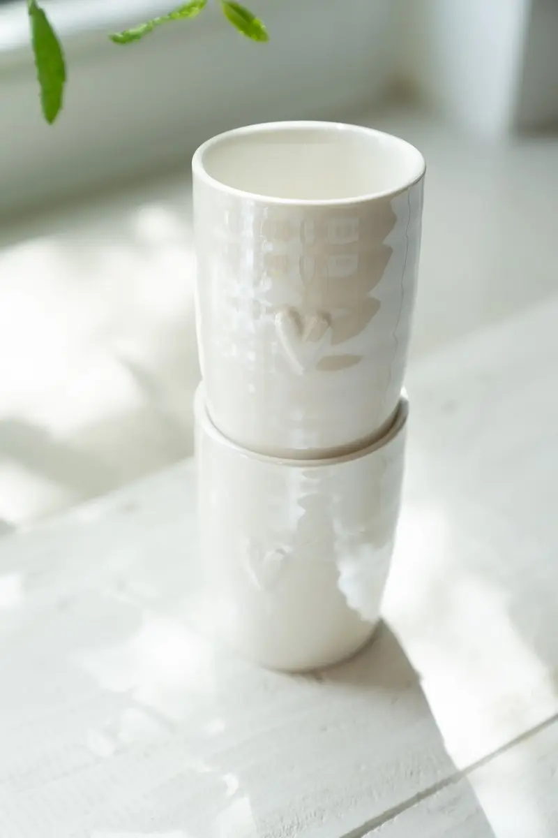 Zusss Cadeauset Koffiemokken Hartje Wit - 2 Stuks