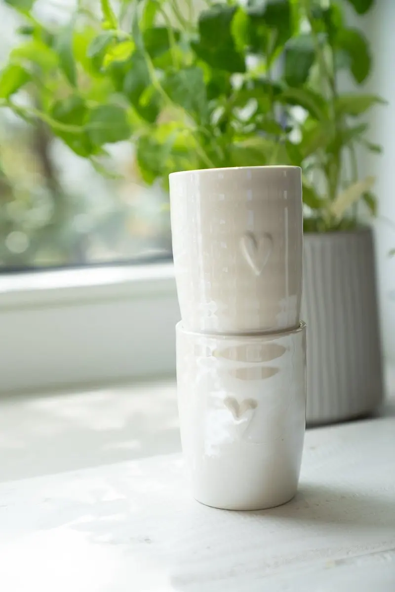 Zusss Cadeauset Koffiemokken Hartje Wit - 2 Stuks