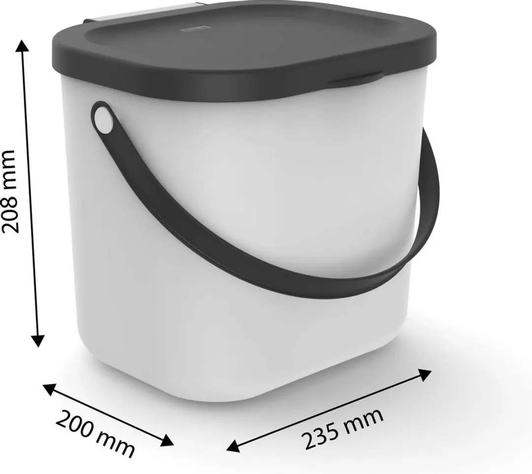 Rotho Albula GFT Afvalbak 6L - Wit - 2 Stuks