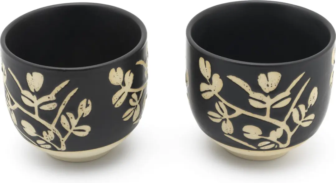 Bredemeijer Sichuan Gietijzeren Theepot 1L - 2 Porseleinen Mokken - Zwart