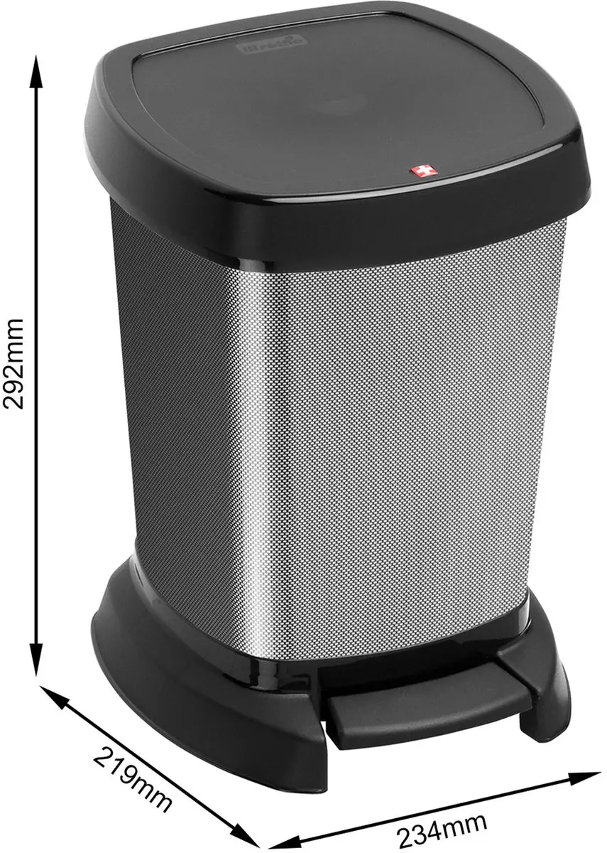 Rotho Paso Pedaalemmer 6L - Zilvergrijs/Zwart