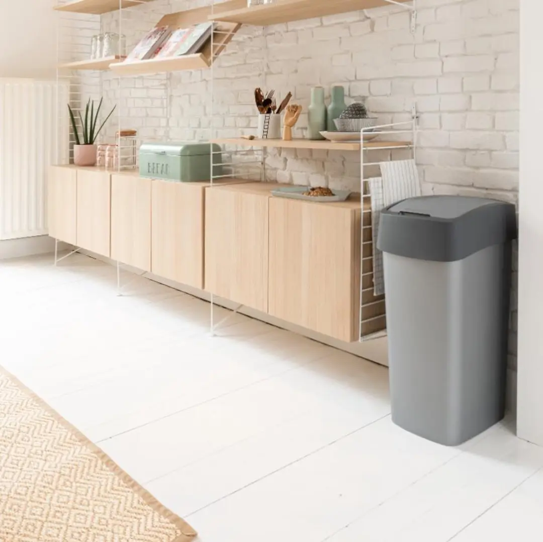 Curver Pacific Flip Bin Prullenbak 50L - Zilver/Antraciet