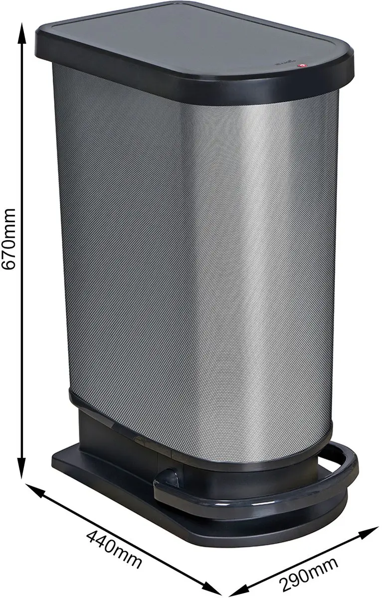 Rotho Paso Mono Pedaalemmer 50L - Donker Zilvermetallic