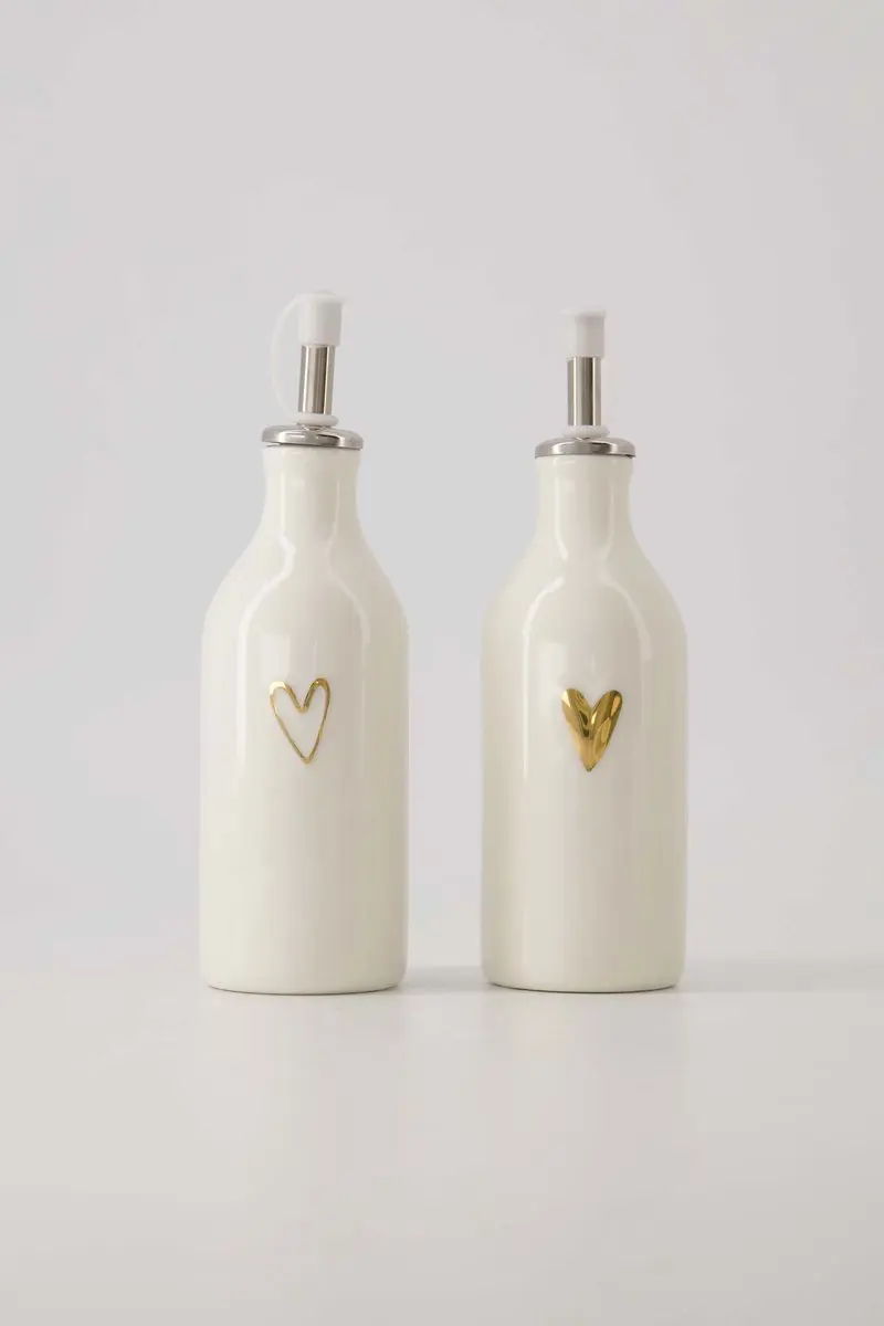 Zusss Ceramic Line Heart Olieazijnfles - Sand