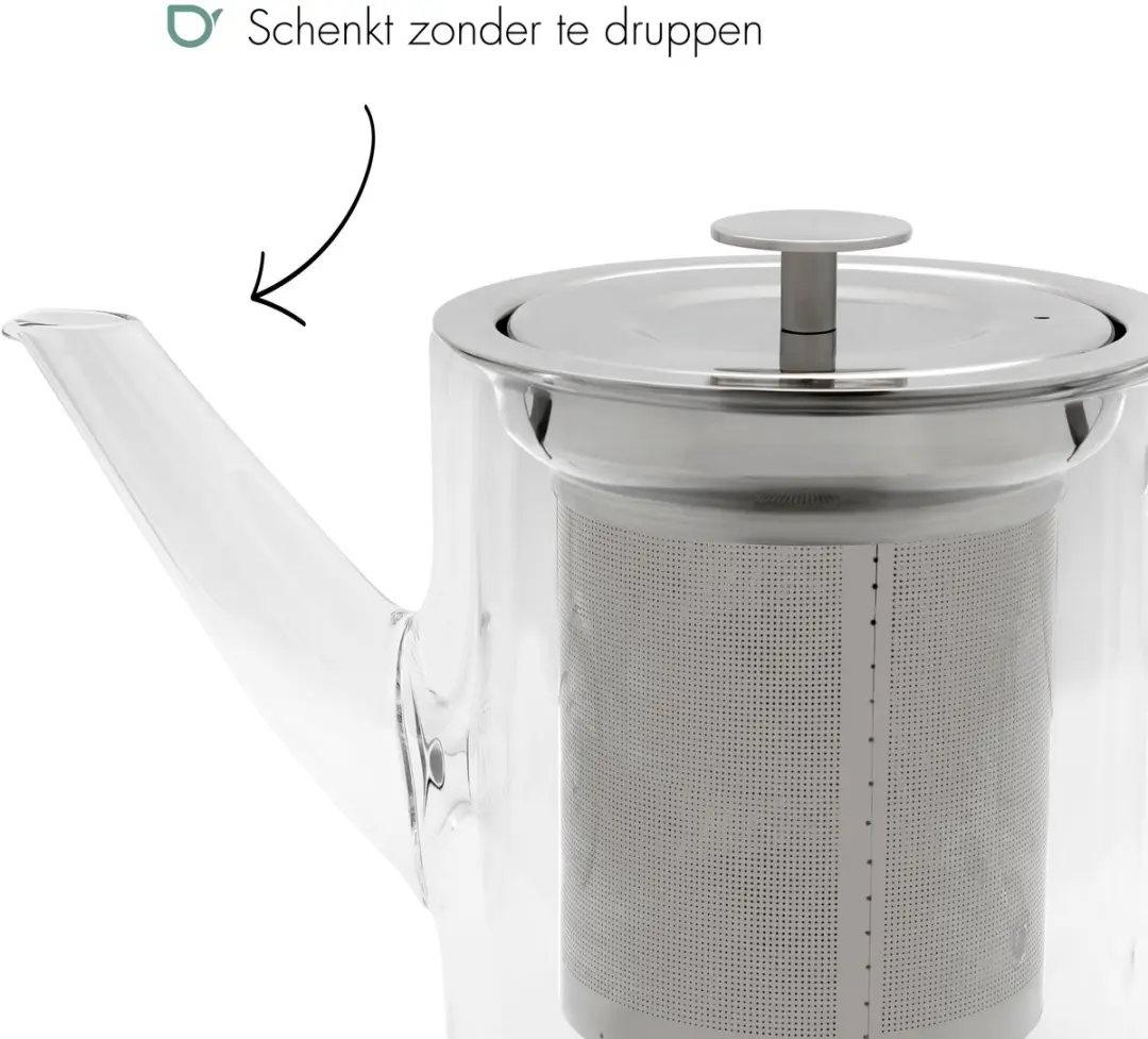 Bredemeijer Theepot San Remo Glas 1L - Dubbelwandig - 5 Kopjes