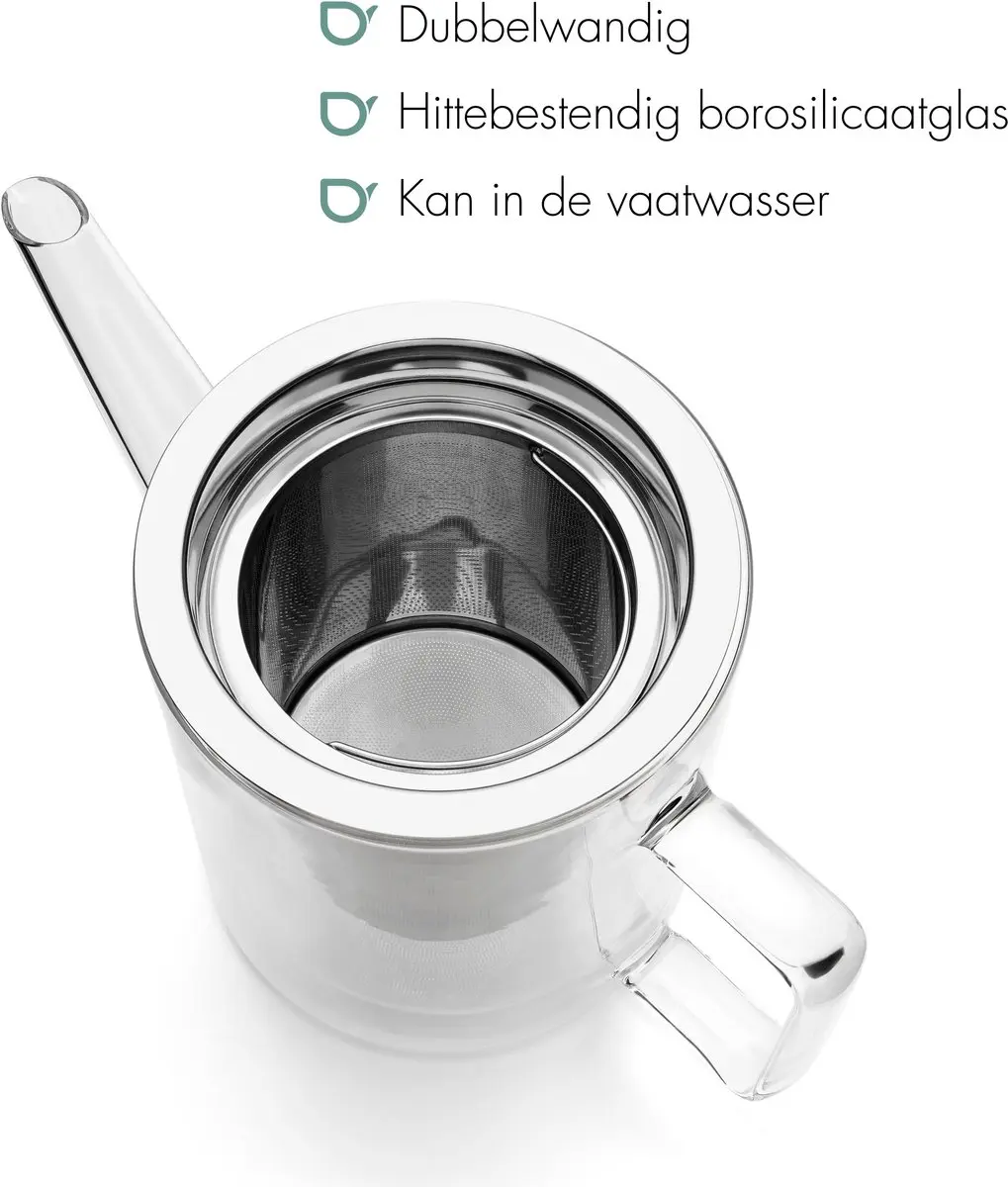 Bredemeijer Theepot San Remo Glas 1L - Dubbelwandig - 5 Kopjes