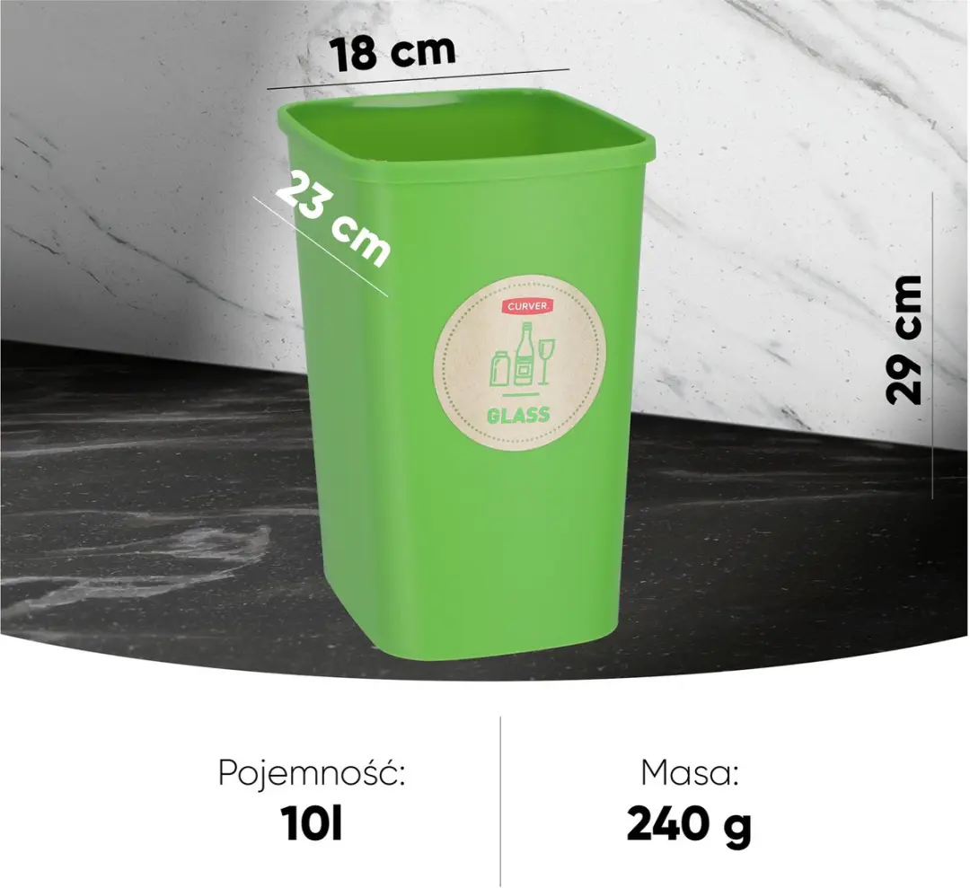 Curver ECO-Friendly Scheidingsbakken Set 3x9L - 30L - Groen/Blauw/Gel