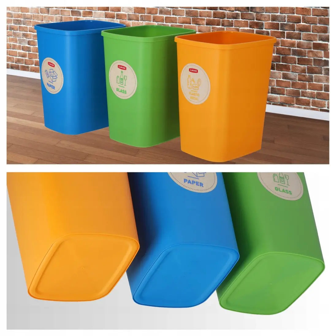 Curver ECO-Friendly Scheidingsbakken Set 3x9L - 30L - Groen/Blauw/Gel - afbeelding 6 van 6