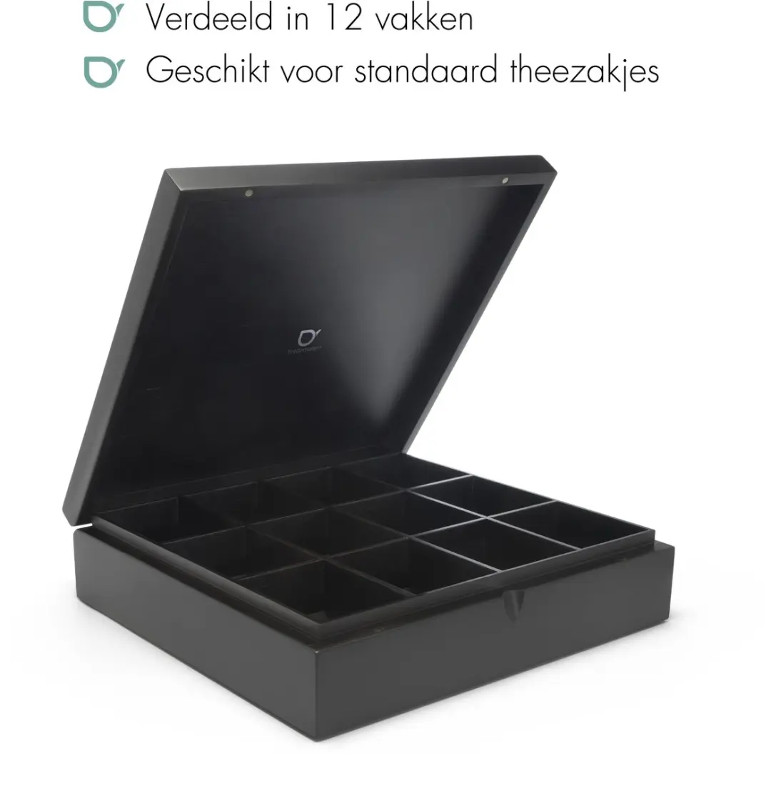 Bredemeijer Theedoos 12-vaks Gesloten Bamboe - Zwart