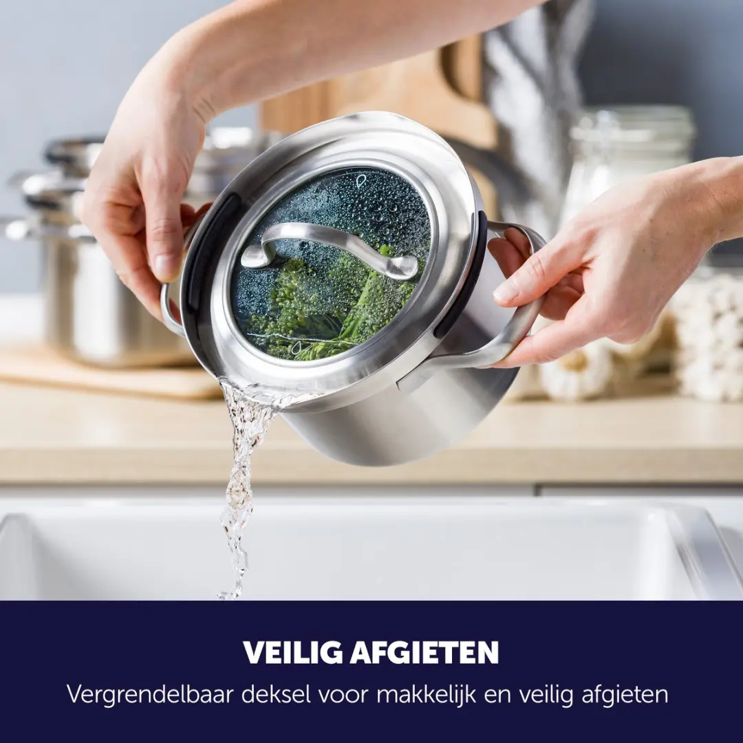 BK Q-linova CC011125-001 Pannenset 4-delig - 16/18/20cm - Inductie/RVS - Zilver