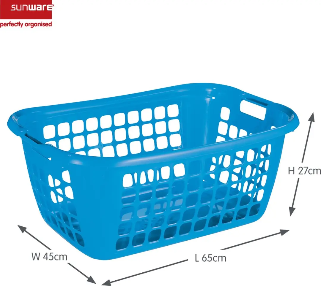 Sunware Basic Wasmand 65cm Laag - Blauw - Set van 2