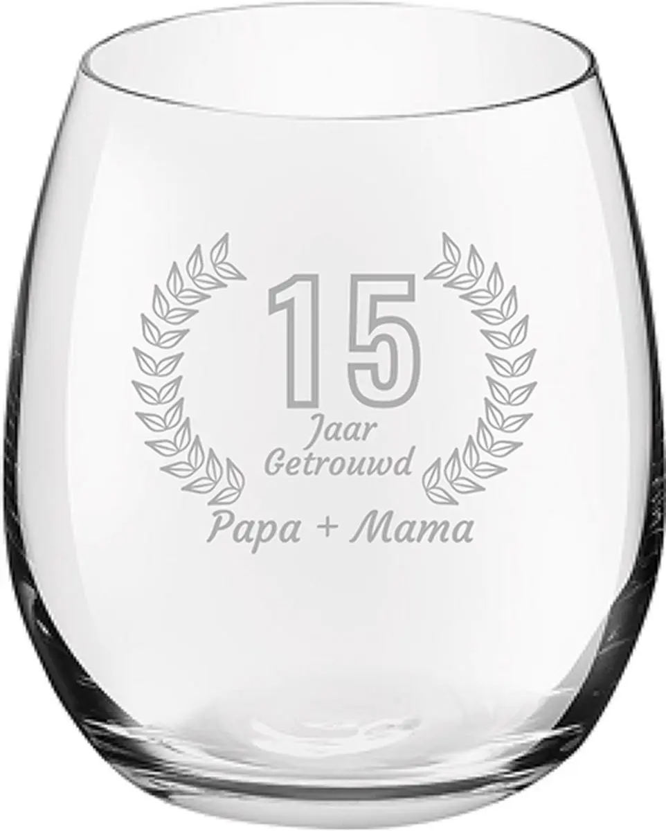 Royal Leerdam Gegraveerd Drinkglas Papa + Mama 39cl