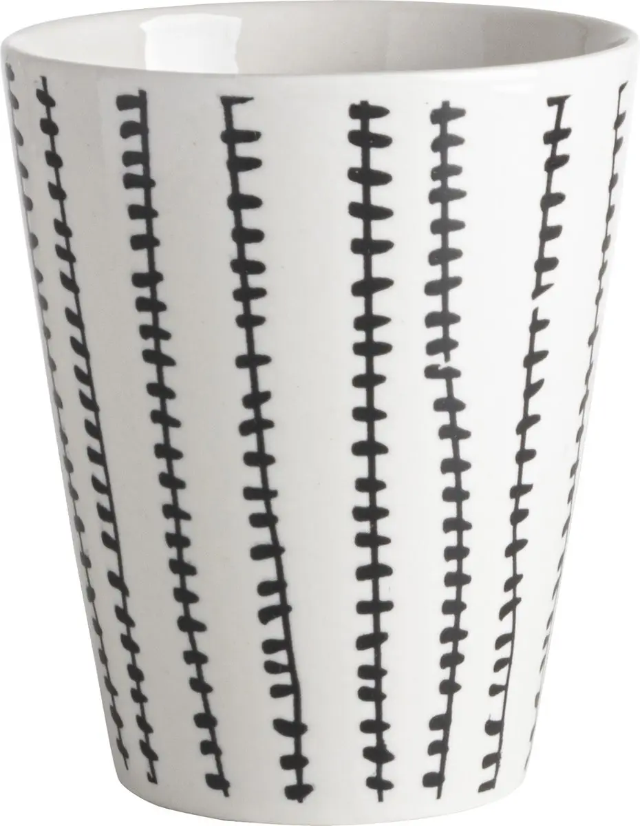 Gusta Fika Beker 300ml - 3 Stuks - Zwart/Wit