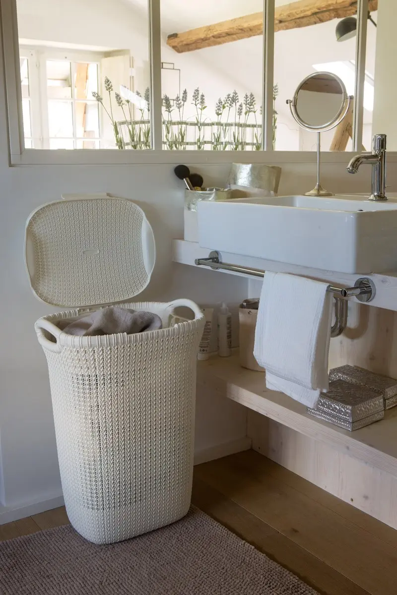 Curver Knit Wasmand met deksel 114L - 2 Stuks - Wit