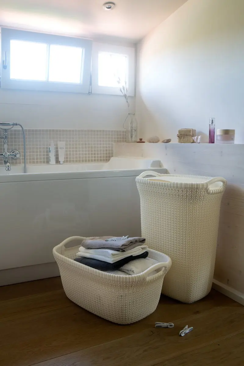 Curver Knit Wasmand met deksel 114L - 2 Stuks - Wit
