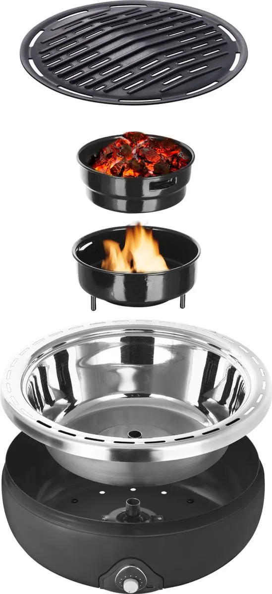 Emerio Cool Touch Houtskoolgrill BGP-115557.1 - 29,5 cm - Zwart - afbeelding 6 van 6