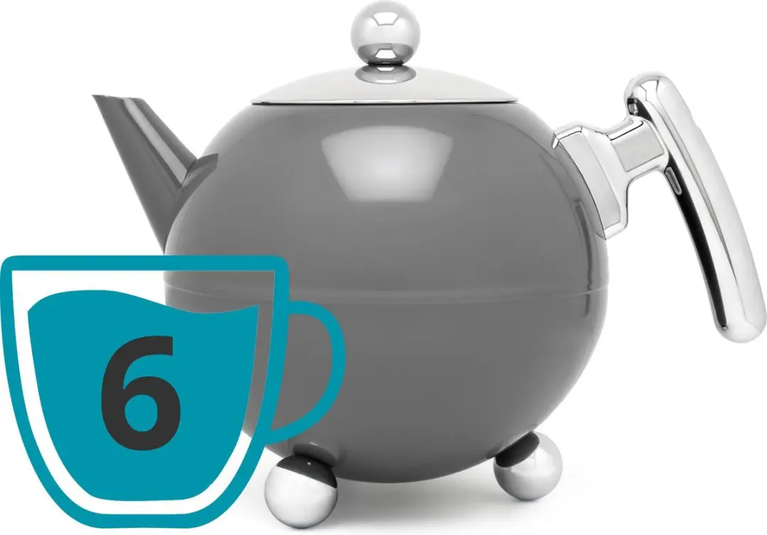 Bredemeijer Theepot Bella Ronde 1,2L - Dubbelwandig - Grijs