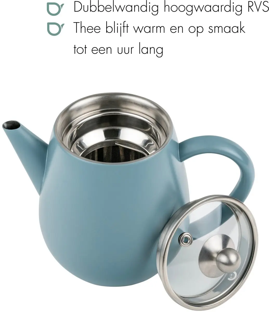 Bredemeijer Eva Theepot Dubbelwandig 0,5L - IJsblauw