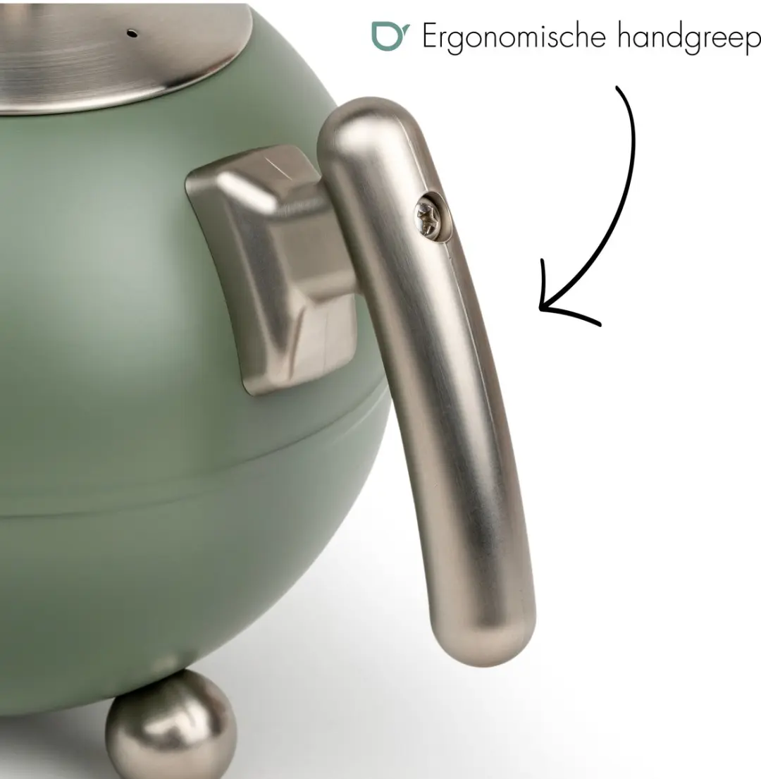 Bredemeijer Bella Ronde Dubbelwandige Theepot 1,2L - Legergroen