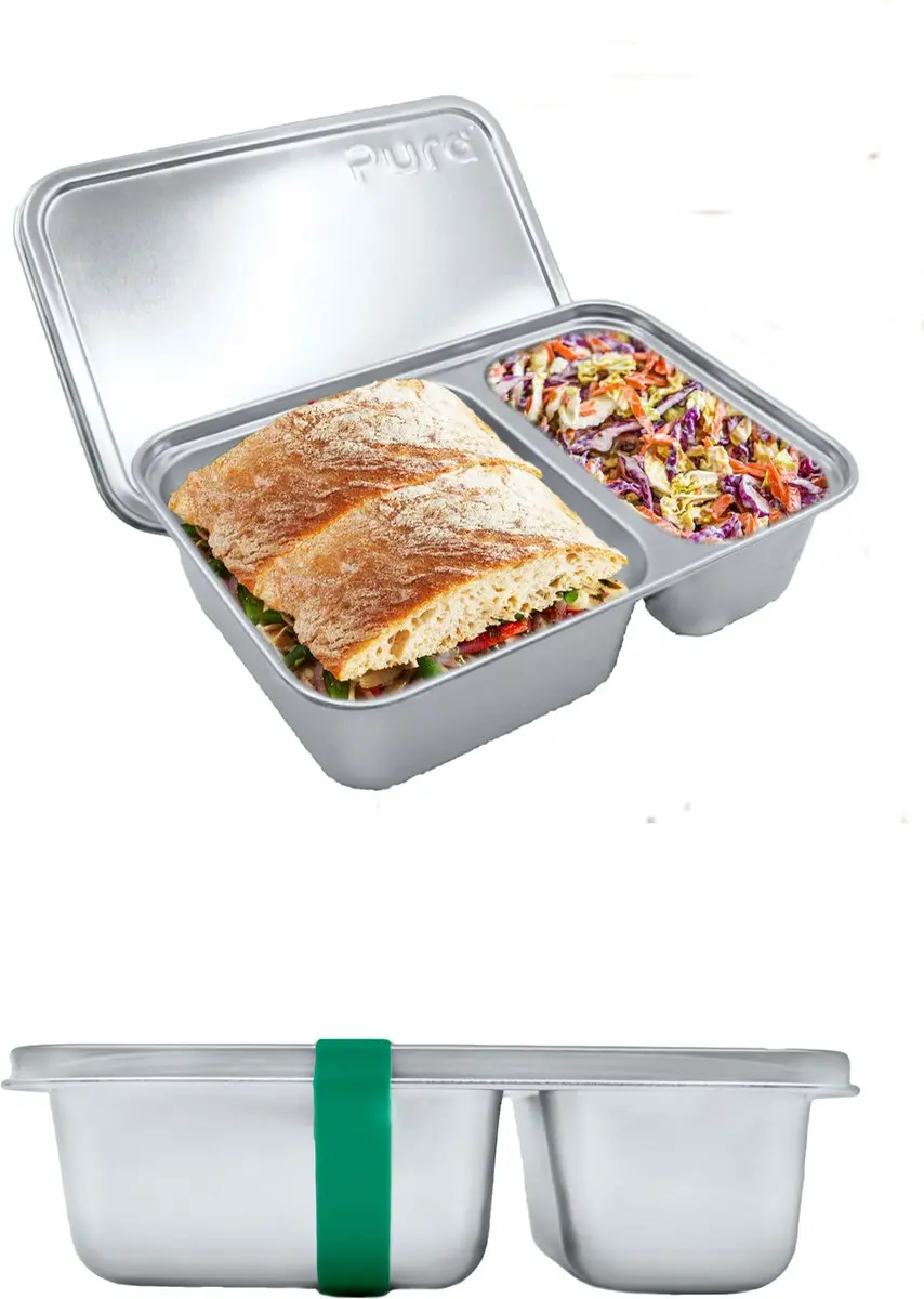 Pura LFC-LS Lunchboxset - 2 Stuks (Small & Large) - Zilver/ Groen